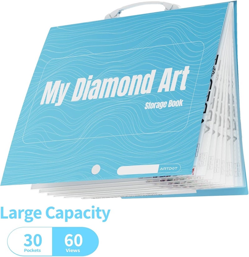 ARTDOT A3 Storage Book for Diamond Art Kits, Portfolio Folder for Diamond Painting Accessories with 30 Pocket Slevees Protectors (16.9x12.4inches) - Image 2
